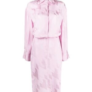 The Attico Pink Long-Sleeve Satin Midi Dress with tags